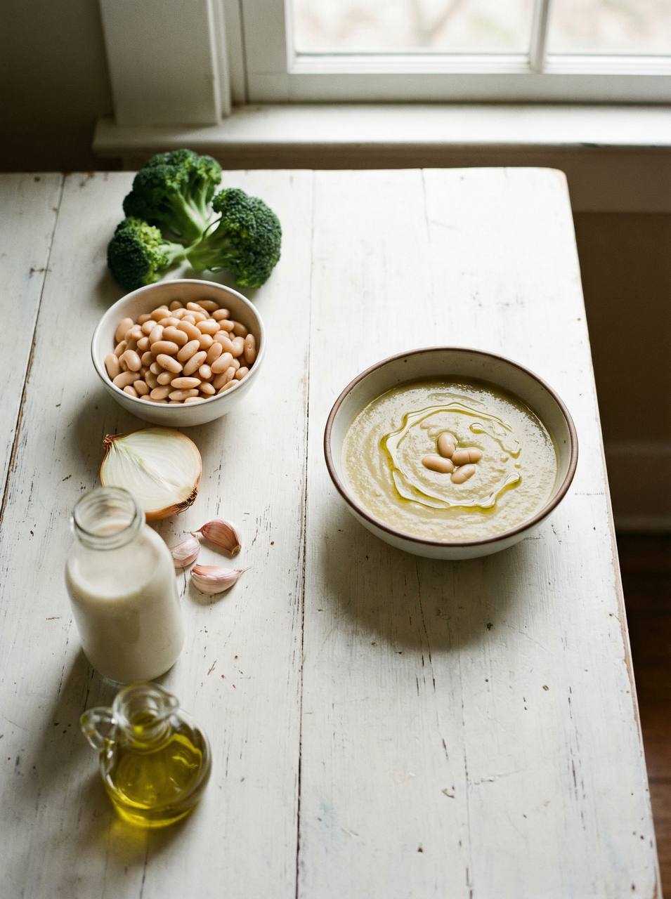 Cremige Brokkoli-Weie-Bohnen-suppe