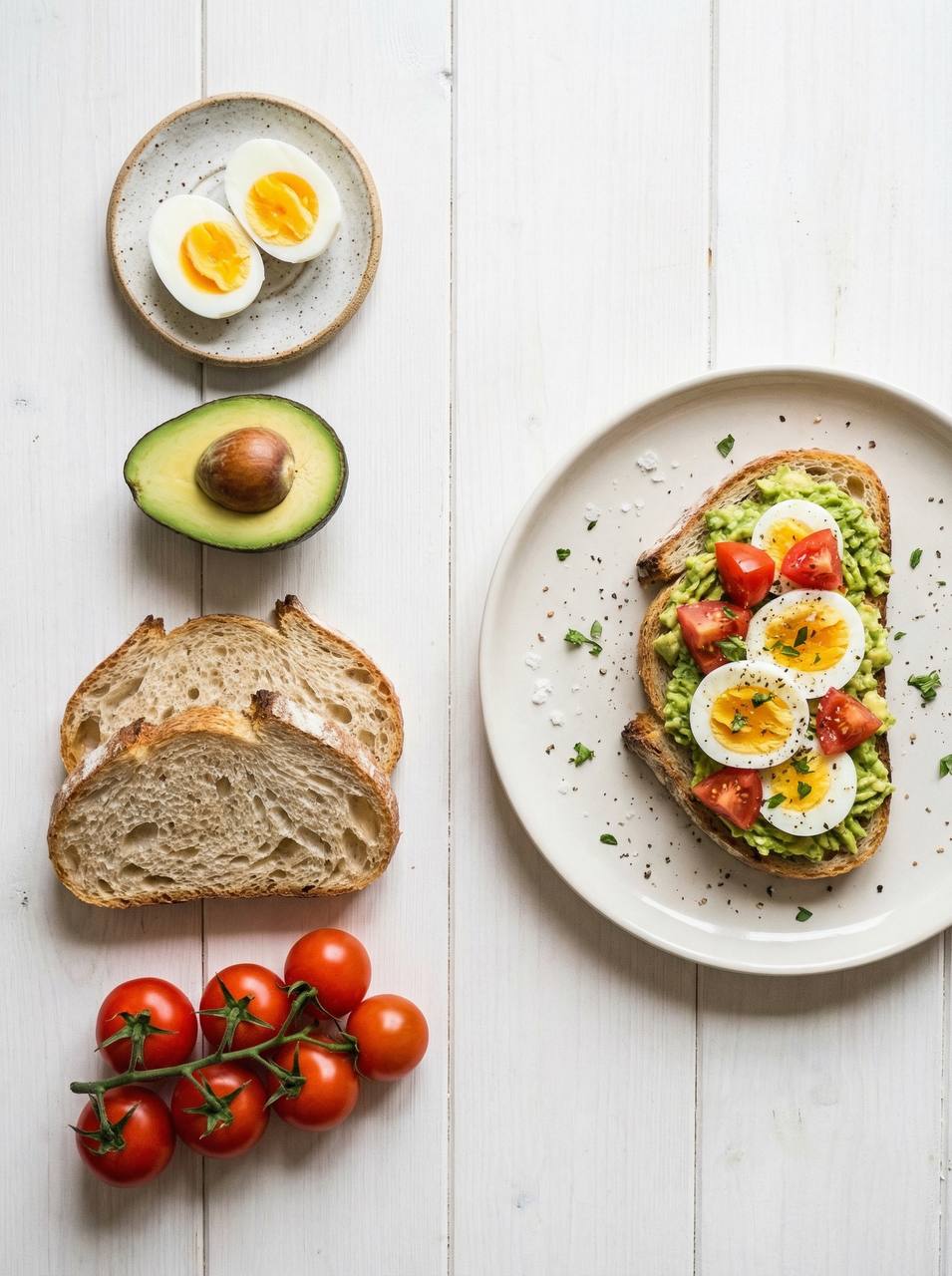 Ei, Avocado und Toast