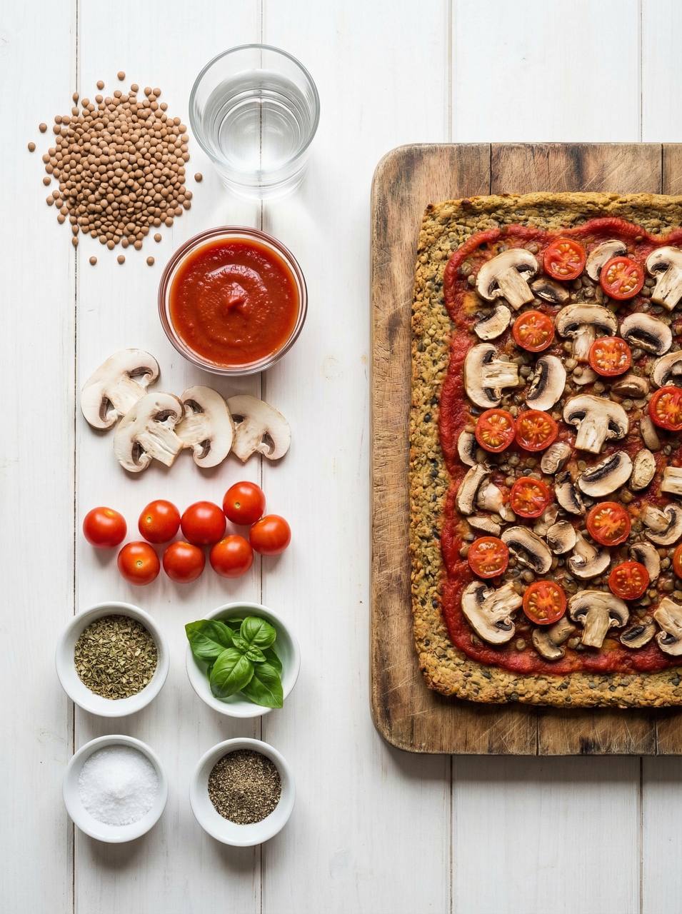 Pizza di lenticchie con verdure
