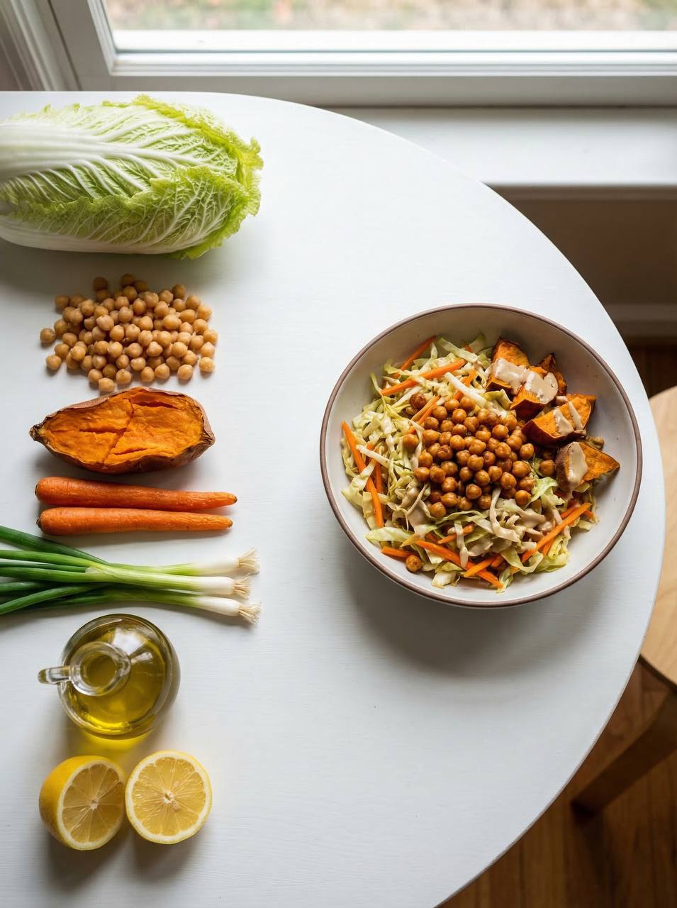 Warmer Kohl-Kichererbsen-salat